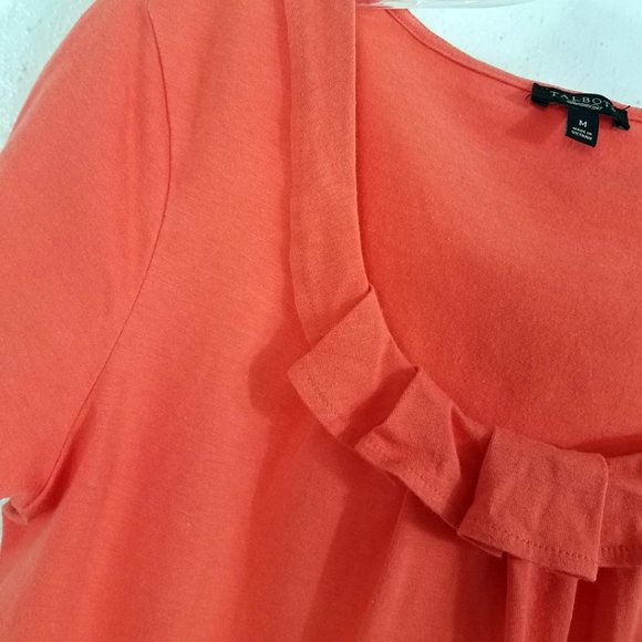 Talbots Women's Orange Pumpkin Spice Mini Ruffle Short Sleeve Shirt Top Blouse - Picture 3 of 8